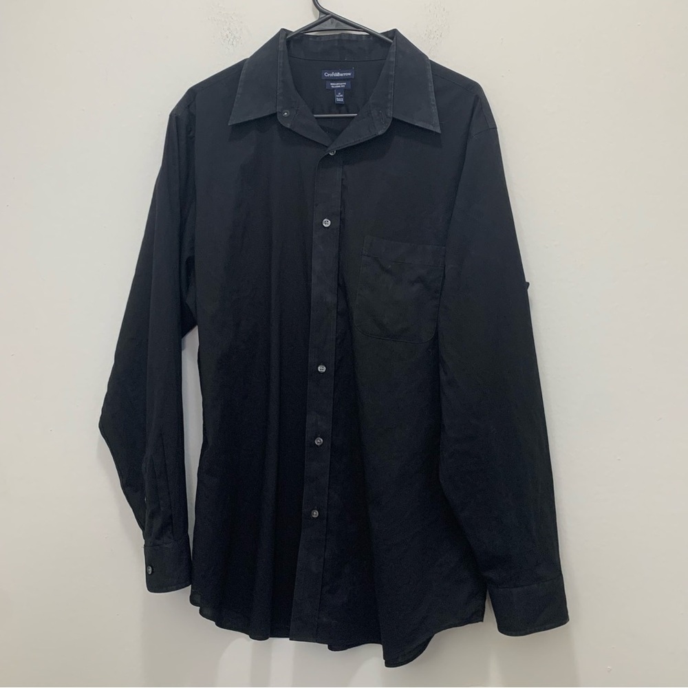 Croft & Barrow Men's Black Button Down Dress Shirt Size 17 (34/35)